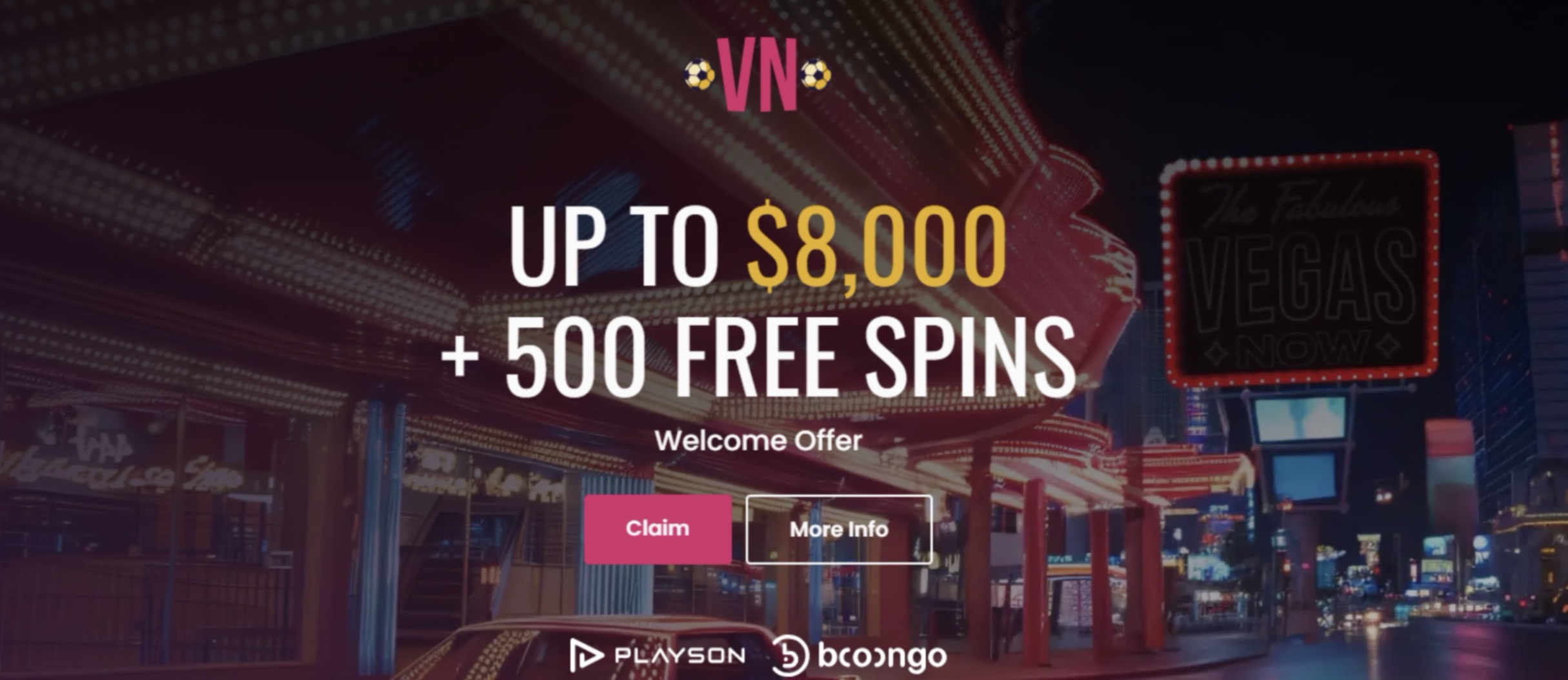 Vegas Now Casino welcome offer for newly registered players