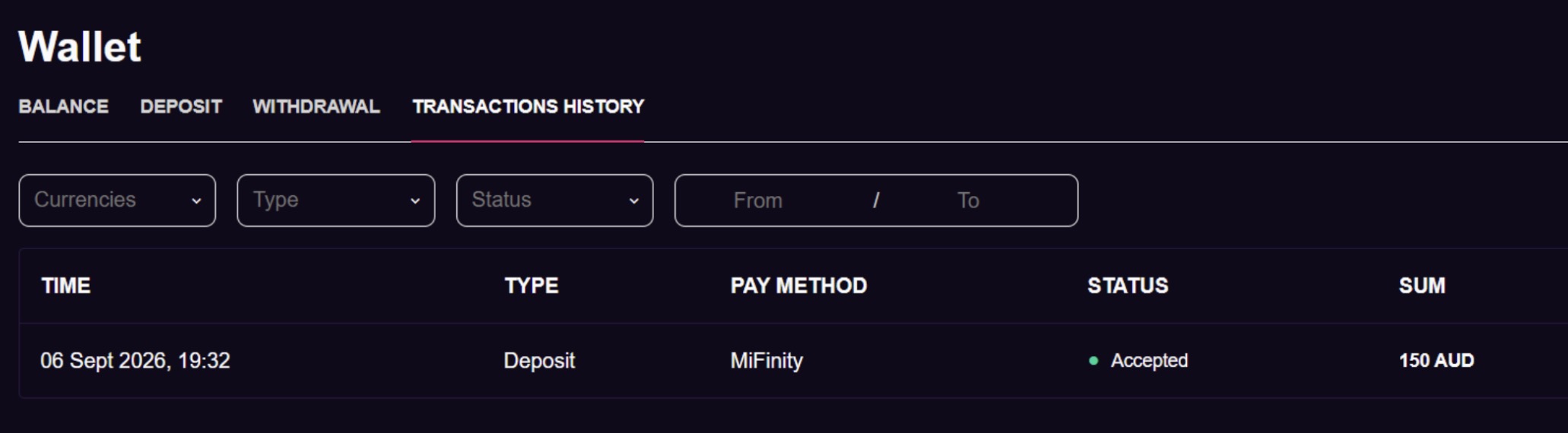 Vegas Now Our Deposit Via MiFinity