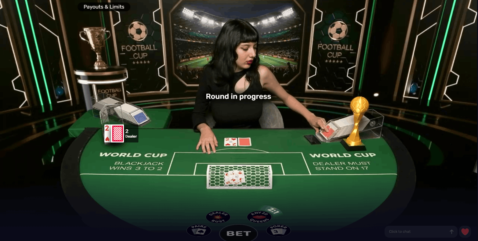 Football Cup Gravity Blackjack live dealer table
