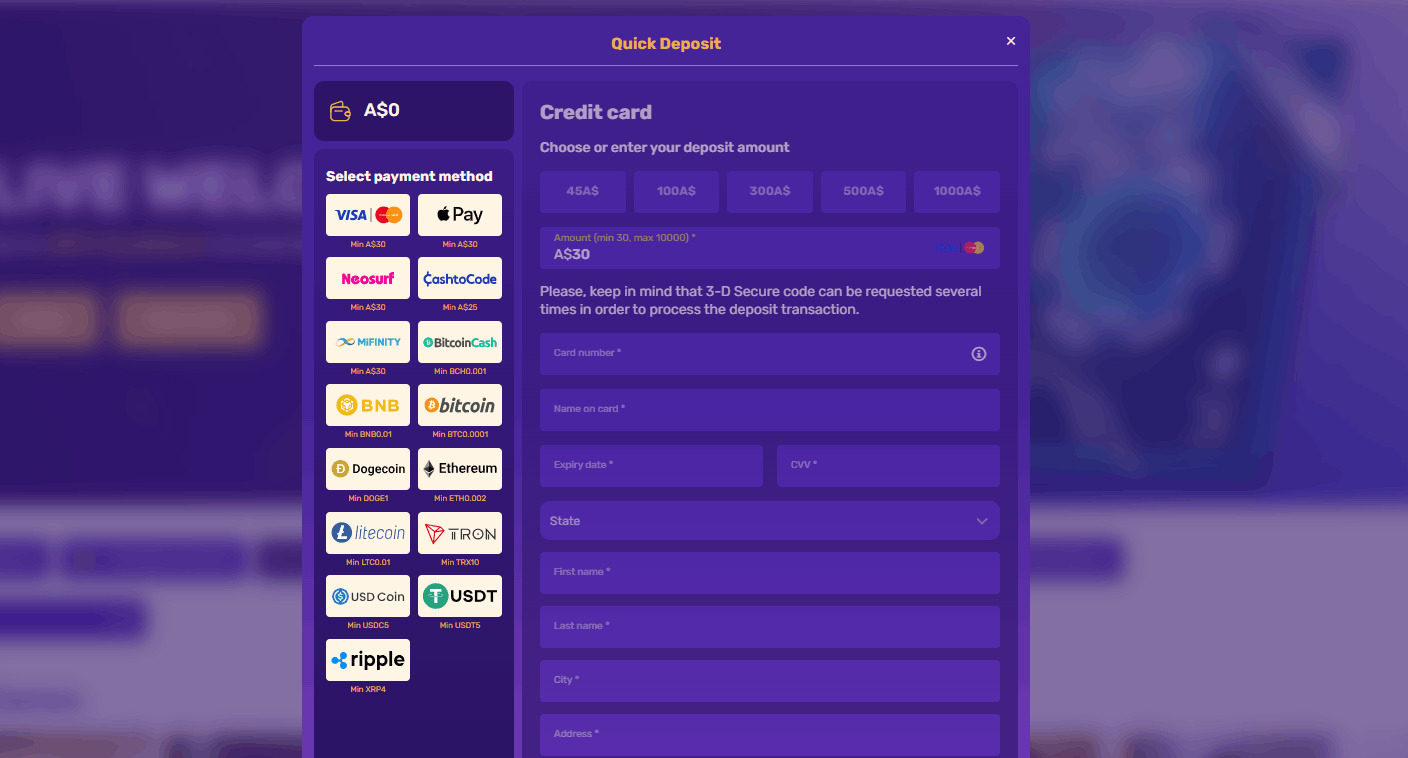 Let's Lucky Casino deposit methods