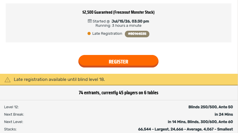Best Poker Tournaments to Play at Ignition: $2,500 Monster Stack Freeze