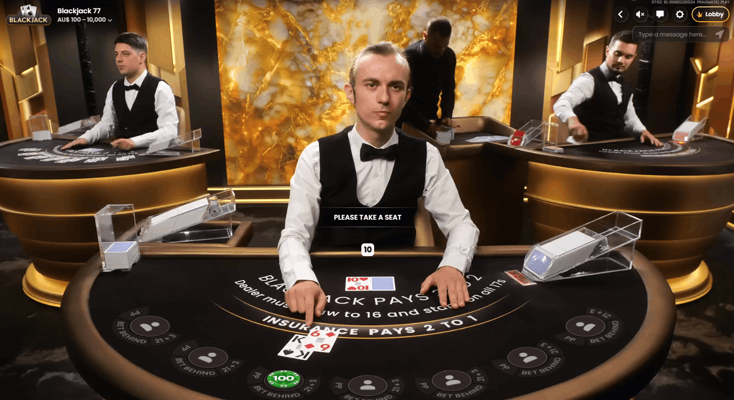 Blackjack 77 live dealer game by Pragmatic Play