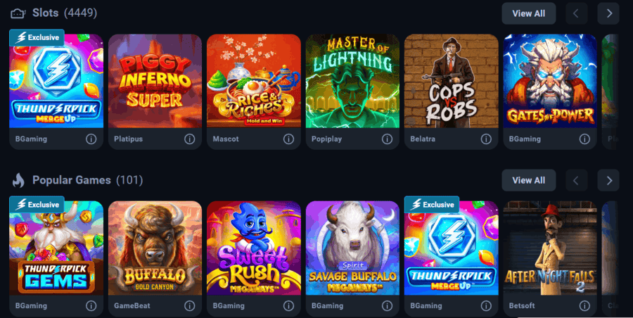 Thunderpick Casino slots and popular games