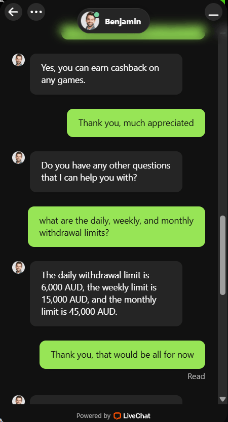 Neospin customer support chat