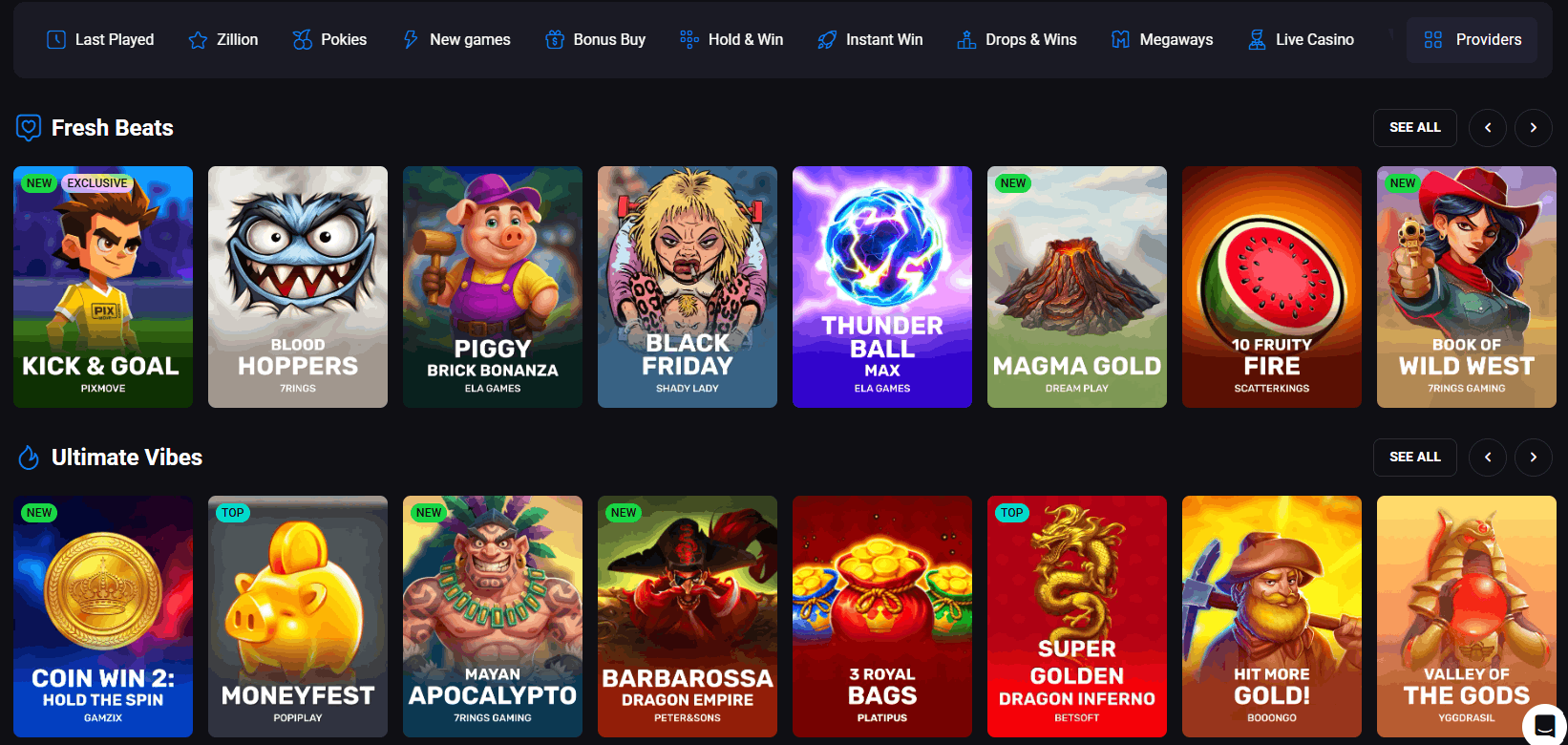 Lucky Vibe casino new and top real money casino games