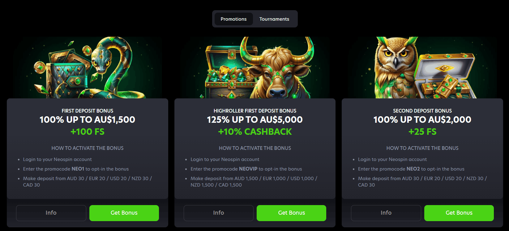 Neospin Casino promotions
