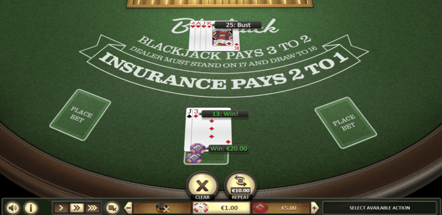 European Blackjack game by Betsoft