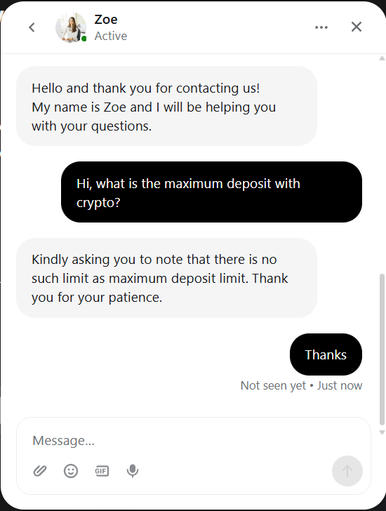 JustCasino customer support