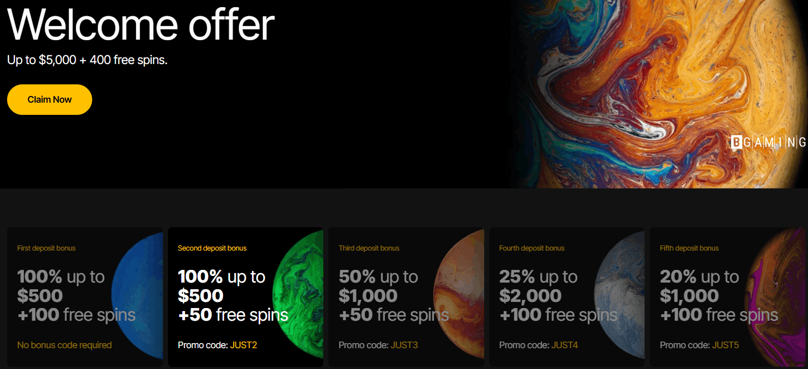 JustCasino welcome bonus