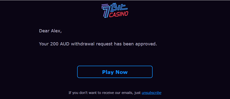 7Bit casino withdrawal request confirmation