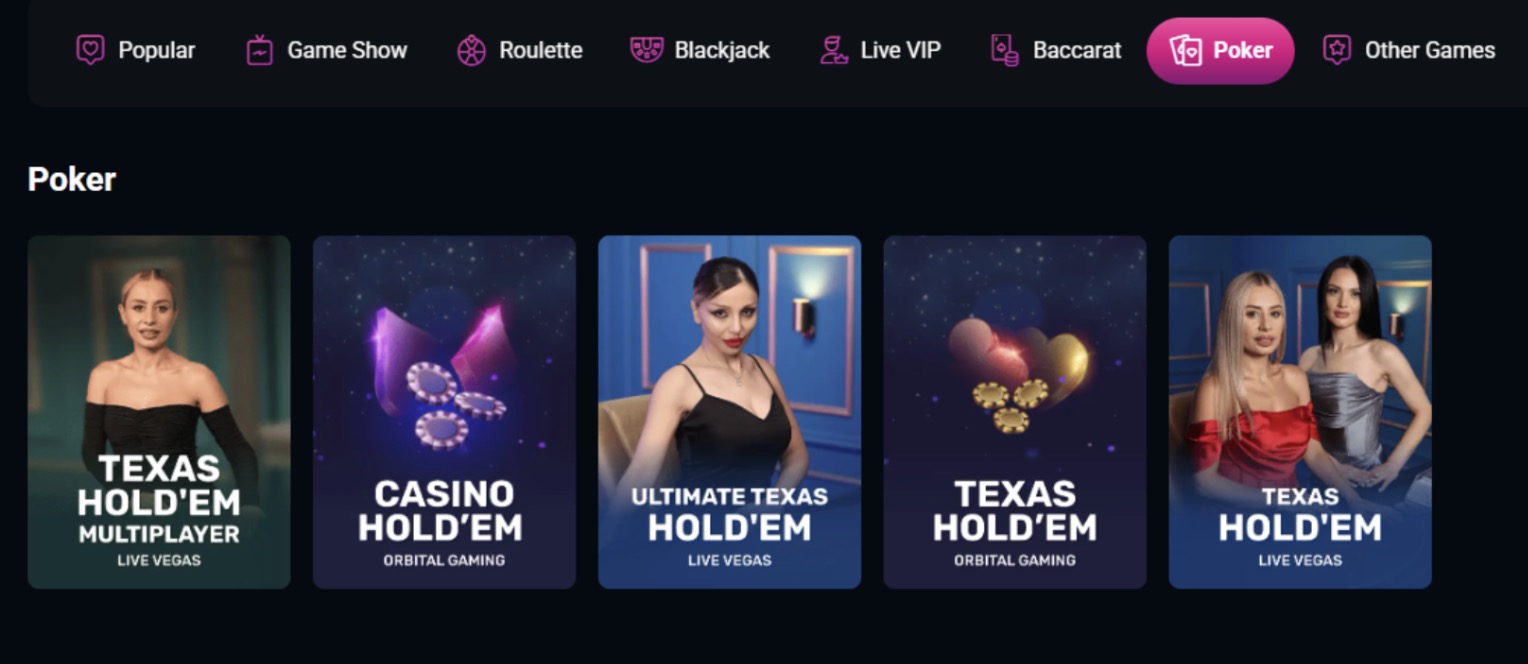 SpinsUp casino poker games