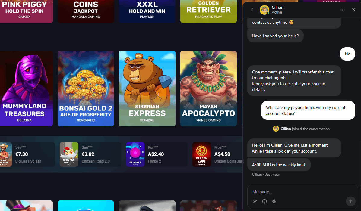 RollXO Casino customer support