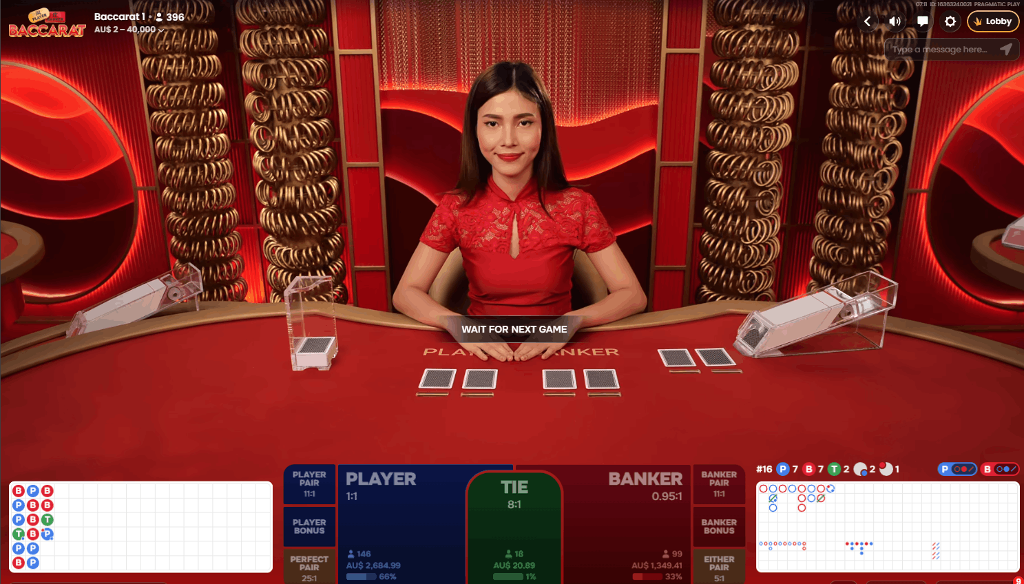 Baccarat A by Pragmatic Play Live