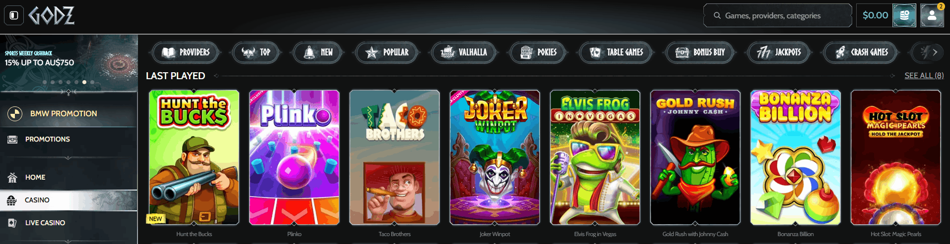 Godz Casino games we played