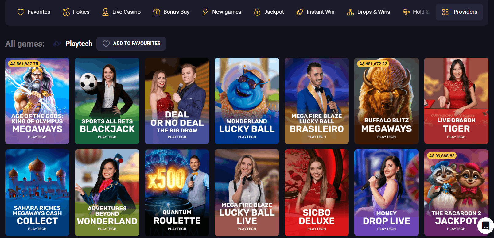 RollXO Casino Playtech games