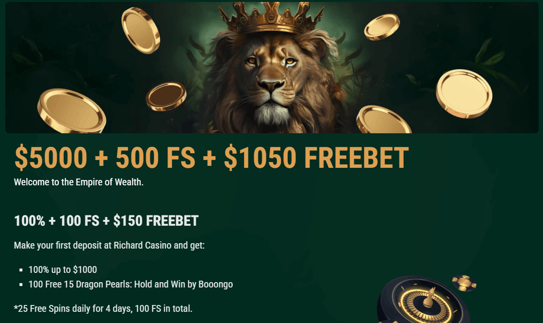 Richard Casino welcome bonus