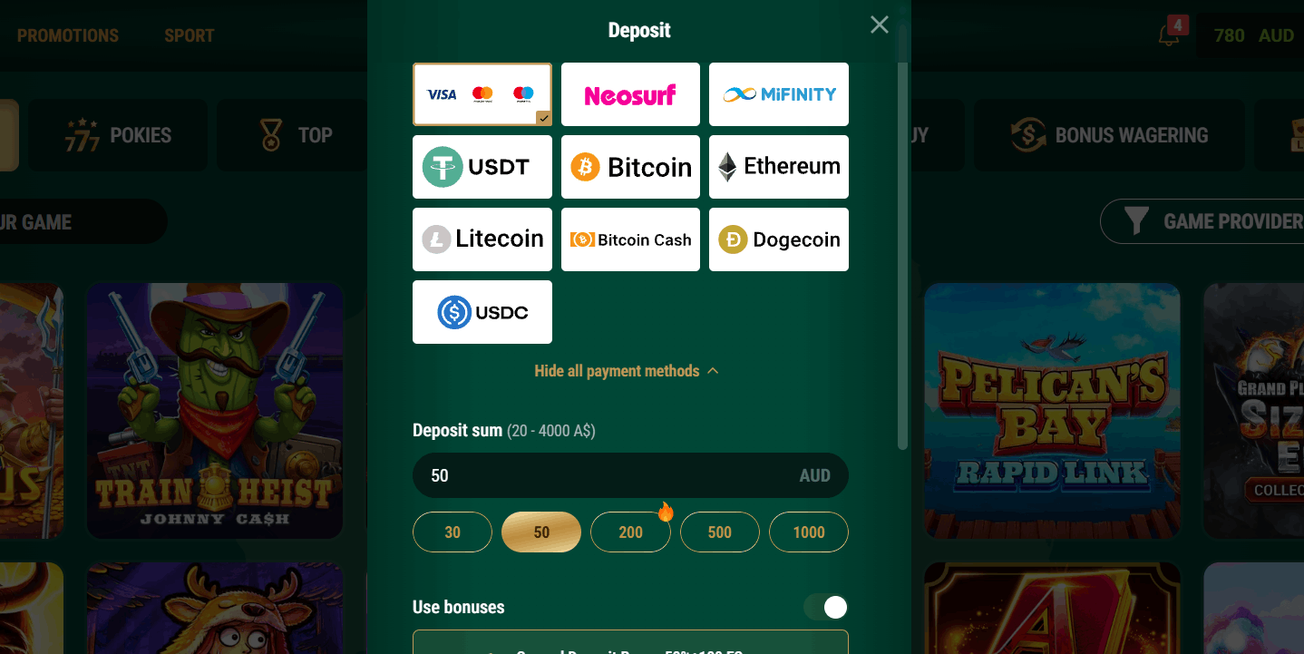 Richard Casino available deposit methods