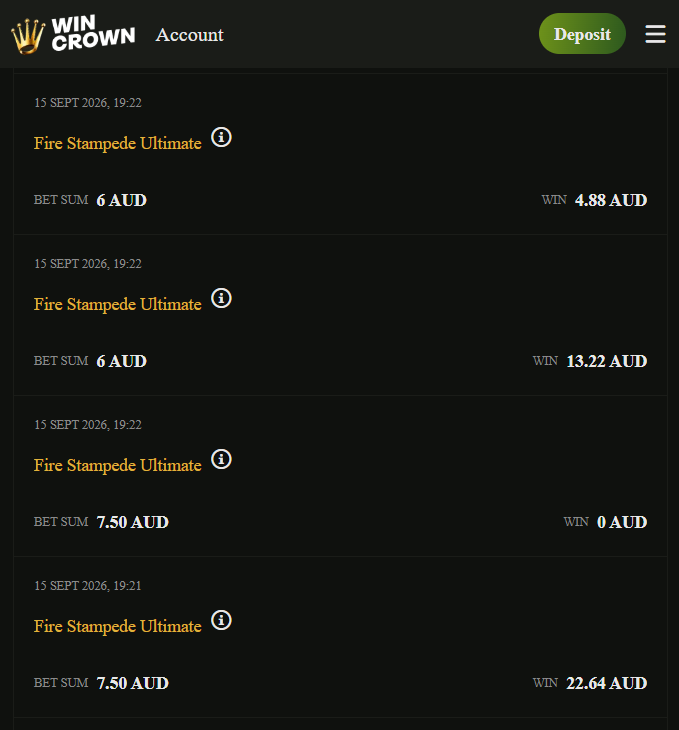 Wincrown my bet history