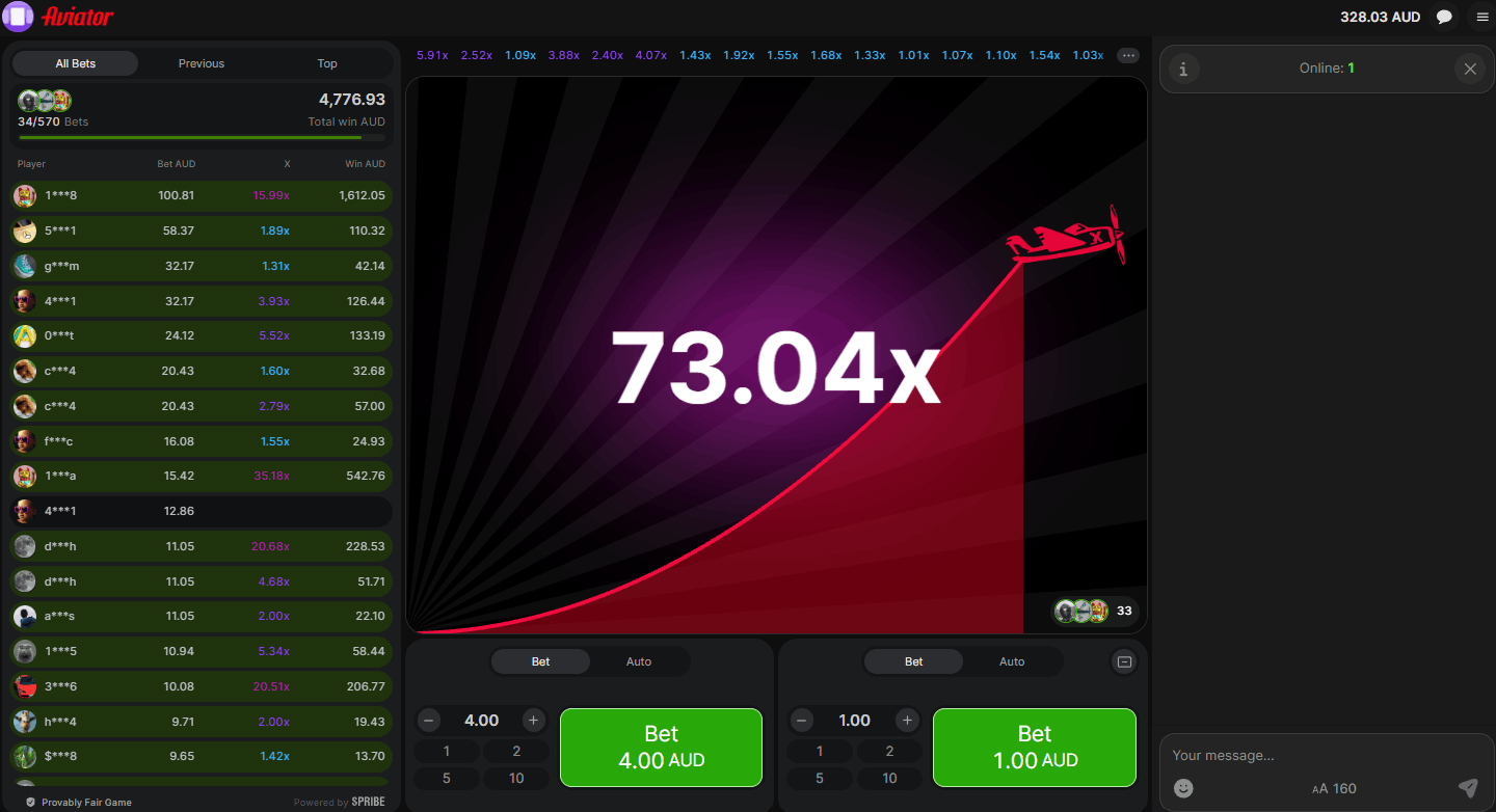 Aviator Crash Game showing a high multiplier