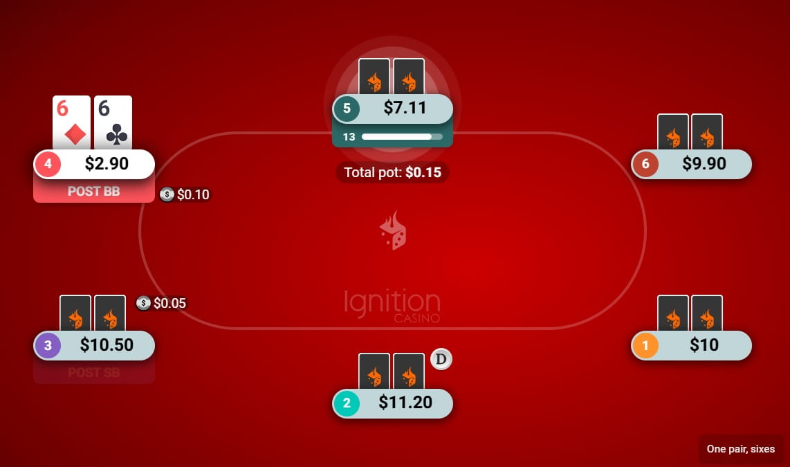 Big blind at Ignition Casino cash poker game