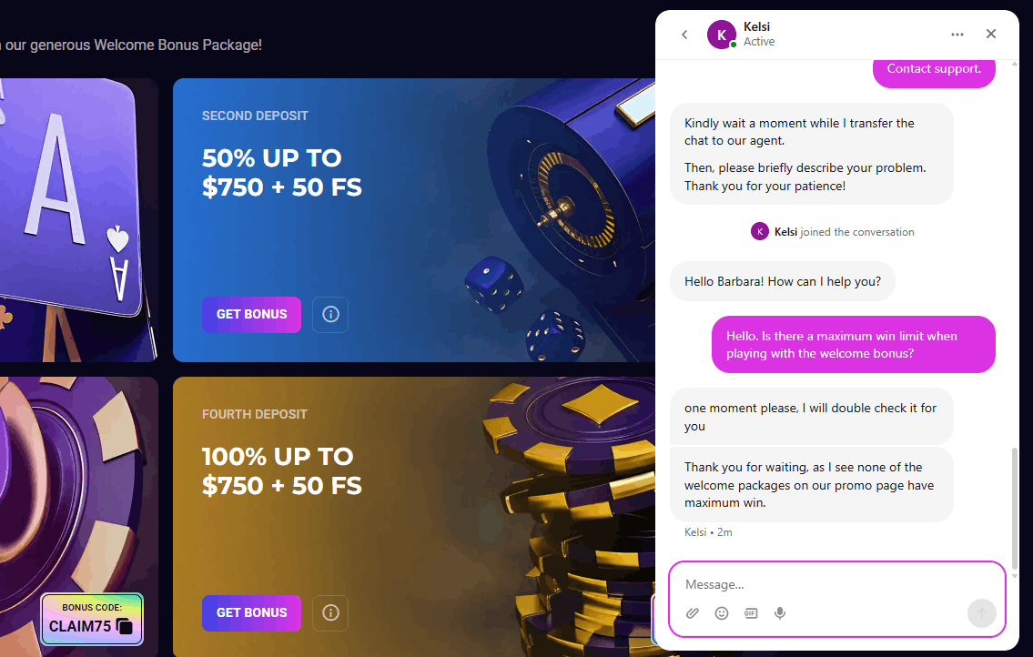 Lucky7even casino customer support test