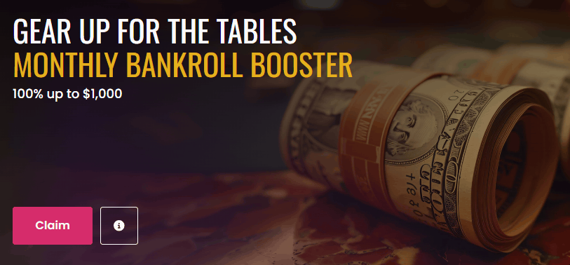Vegas Now casino Monthly Bankroll Booster reload bonus