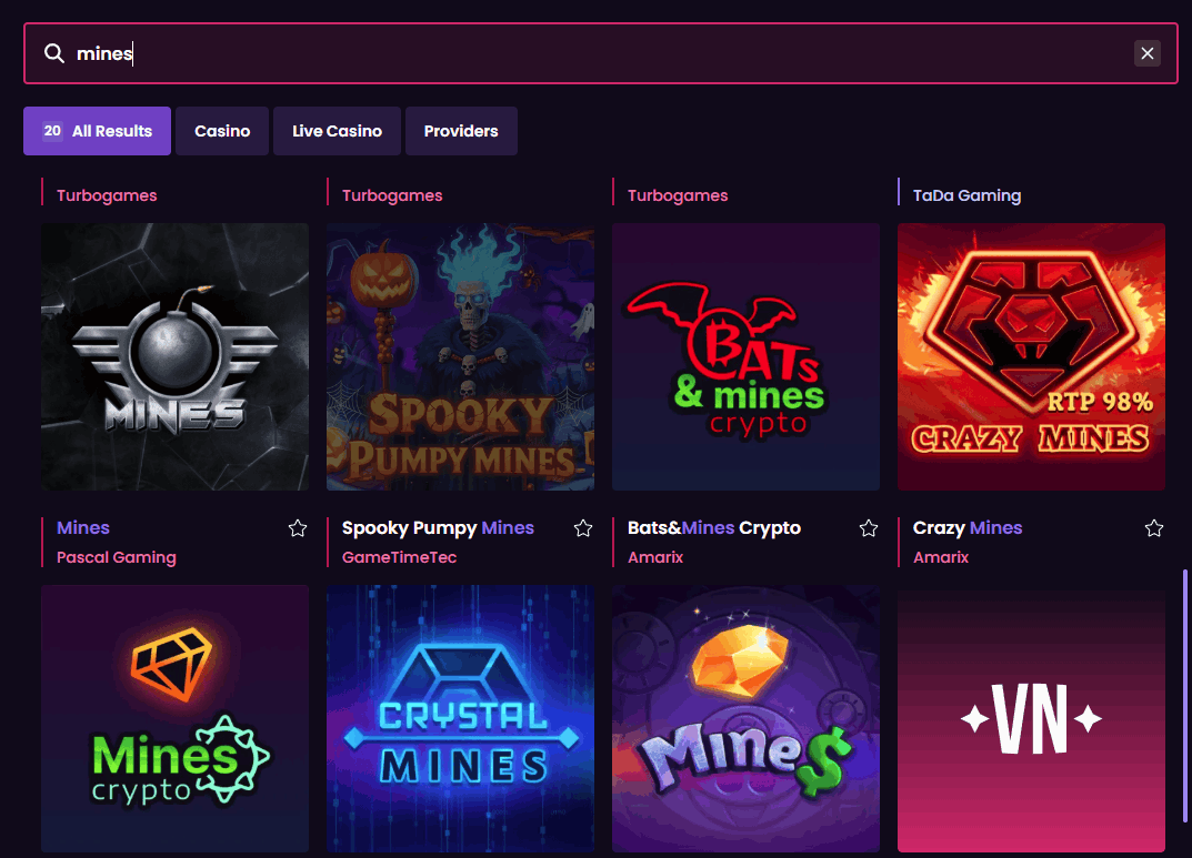 Vegas Now casino mines games